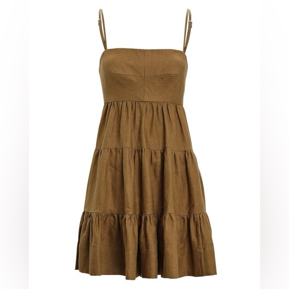 SOLD Shona Joy Lucille Tiered Mini Dress in Cumin - Picture 3 of 15